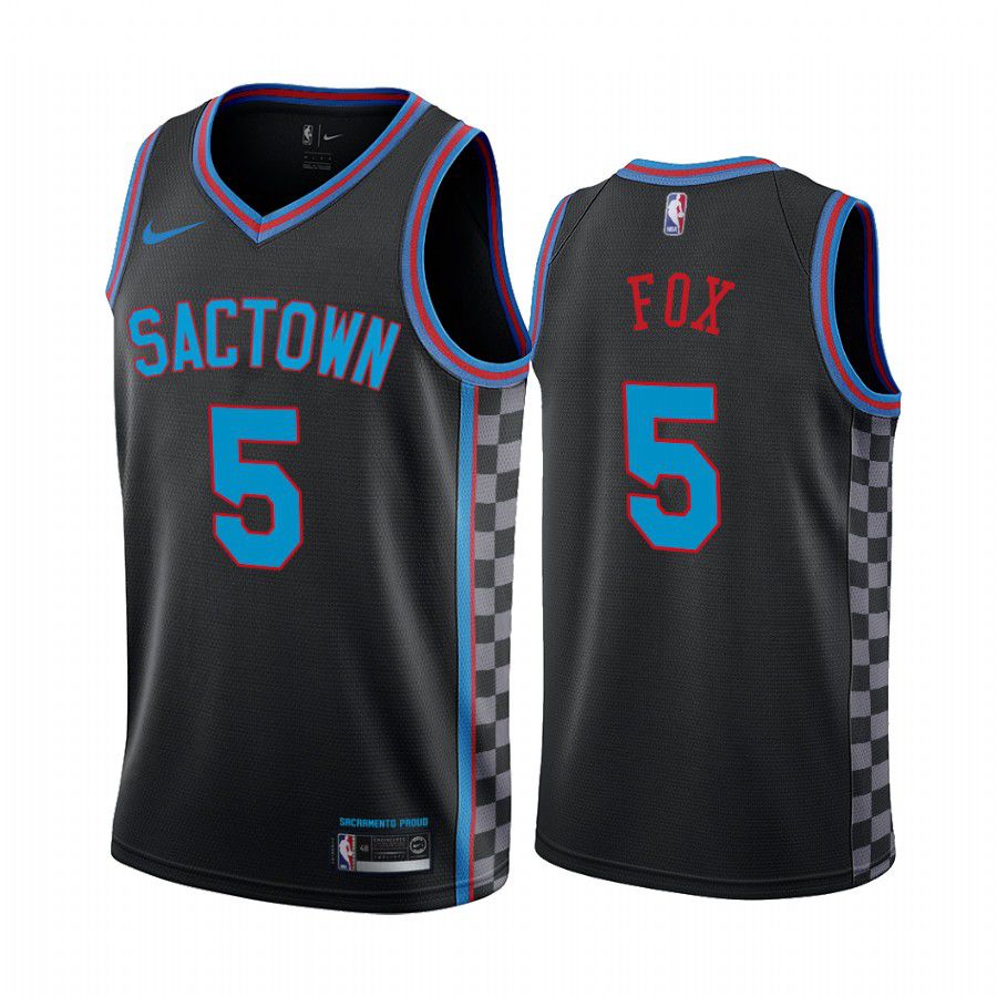 Men Sacramento Kings #5 de aaron fox black city edition sactown 2020 nba jersey